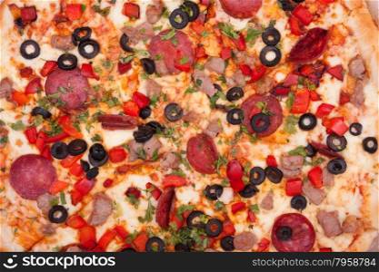 Italian pizza closeup background