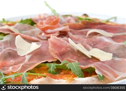 italian pizza with ham and cheese