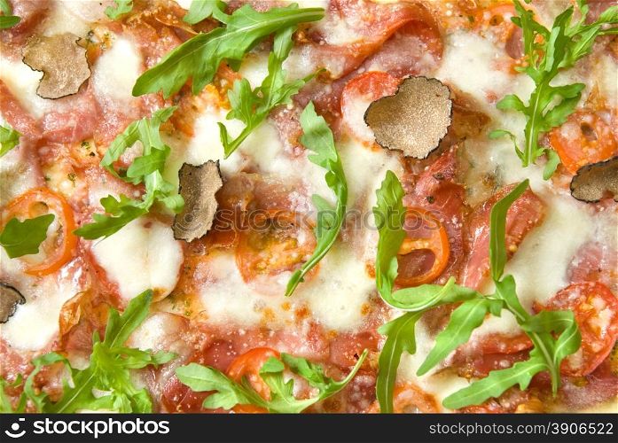 italian pizza with truffels and tomatoes