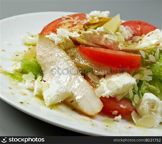 Italian salad with chicken and feta cheese