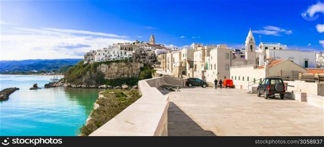 Italian summer holidays and best places in Puglia - beautiful Vieste town. Italy