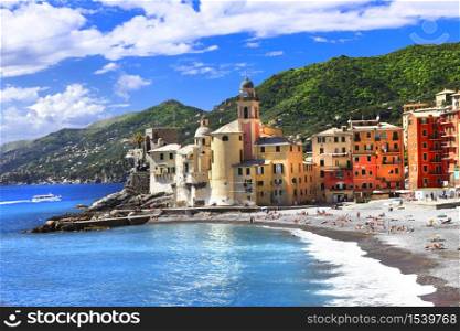 Italian summer holidays - beautiful colorful coastal town Camogli, Liguria, Italy. Camogli coastal town in Liguria, Italy