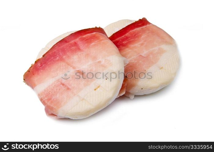 italian tomino cheese with bacon