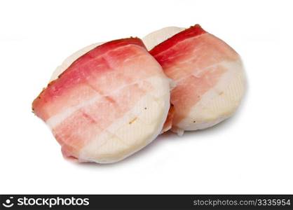 italian tomino cheese with bacon