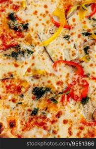 italian vegetarian pizza on closeup background