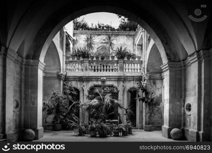 Italian Villa entrance in the old side of Bari, south of Italy