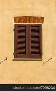 Italian Window with Closed Wooden Shutters