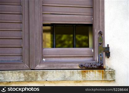 italy abstract window mornago varese wood venetian blind in the concrete brown plastic