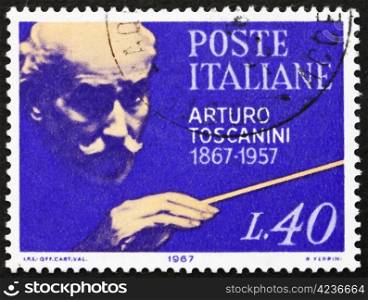 ITALY - CIRCA 1967: a stamp printed in the Italy shows Arturo Toscanini, Conductor, circa 1967