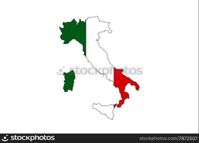 italy country national flag map shape illustration