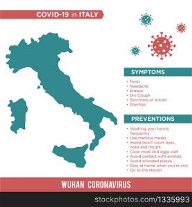 Italy Europe Country Map. Covid-29, Corona Virus Map Infographic Vector Template EPS 10.