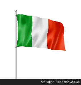 Italy flag, three dimensional render, isolated on white. Italian flag isolated on white
