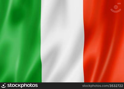 Italy flag, three dimensional render, satin texture. Italian flag