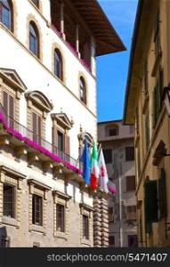 Italy. Florence. Narrow small street with ancient historical houses