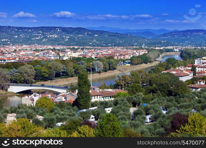 Italy. Florence. View of the city on top