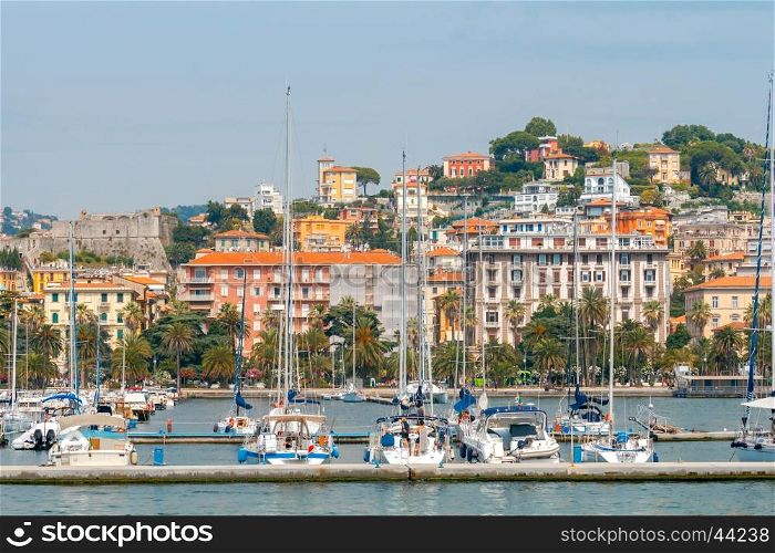 Italy. La Spezia.. Yachts and pleasure boats near the waterfront in La Spezia. Liguria. Italy.