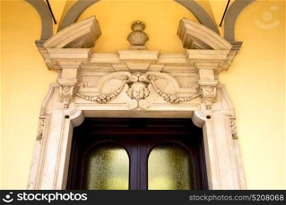 italy lombardy in the abbiate old church closed brick tower wall rose window