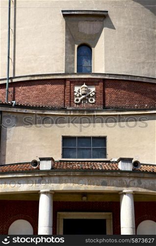 italy lombardy in the lonate ceppino old church closed brick tower wall rose window tile