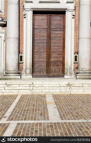 italy lombardy in the somma lombardo old church closed brick tower wall