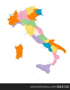 Italy map in watercolors over white background
