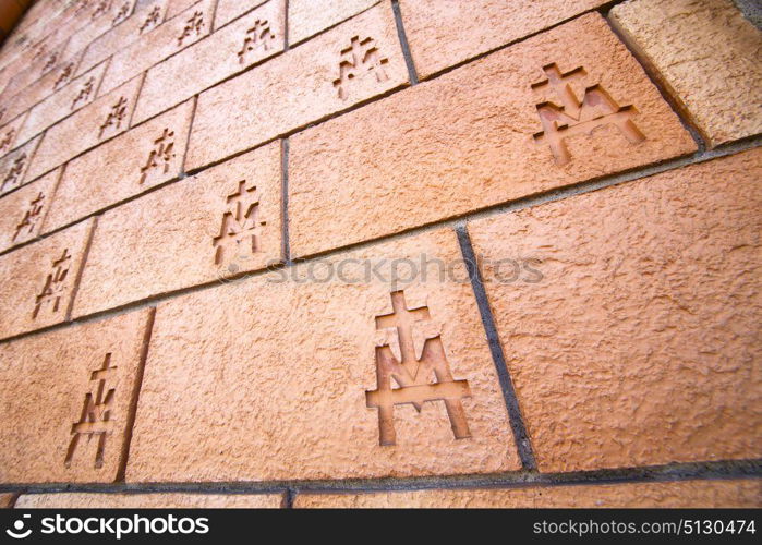 italy old church wall brick in the centre of vergiate varese