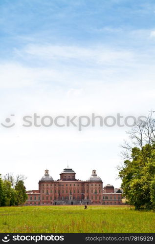 Italy - Racconigi Royal Palace. The green garden of the Palace during spring season