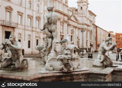 Italy, Rome, city center, sculptures and statute