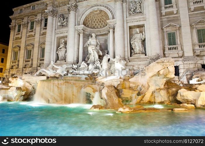 Italy. Rome. Fountain of Trevi at night