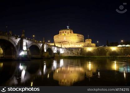 Italy. Rome. Night. Castel Sant&acute; Angelo