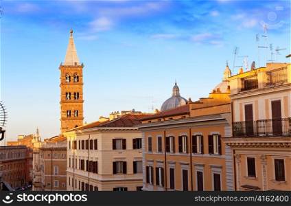 Italy. Rome. Sunset. The top view on Basilica of Santa Maria maggiore