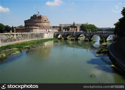 Italy, Rome, Tiber river, Bridge of San Angelo, Castel Sant&acute;Angelo