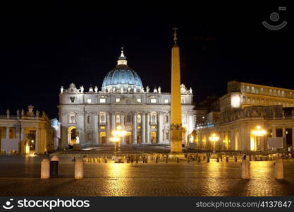 Italy. Rome. Vatican. Saint Peter&acute;s Square at night