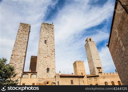 Italy, Tuscany. San Gimignano medieval town with 14 defensive towers
