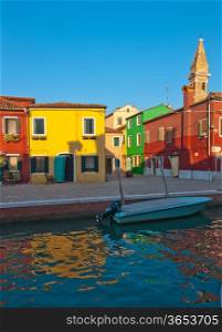 Italy Venice Burano island with traditional colorful houses