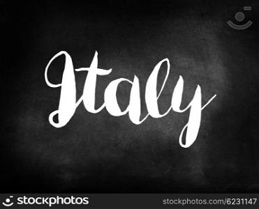 Italy written on a blackboard