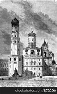 Ivan the Great Bell Tower, vintage engraved illustration. Le Tour du Monde, Travel Journal, (1872).