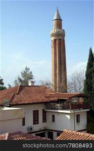 Ivli minaret in old town of Antalya, Turkey