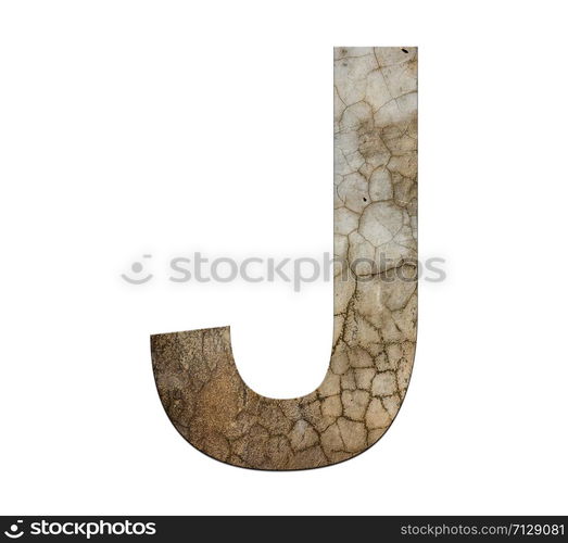 j letter cracked cement texture isolate