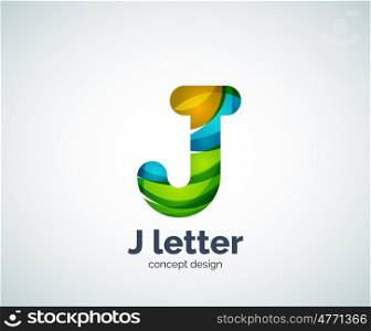 j letter logo, abstract geometric logotype template, created with overlapping elements