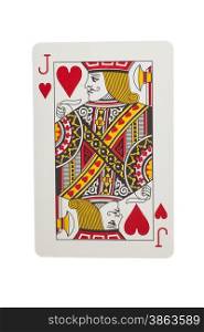 Jack of hearts playing card on a white background