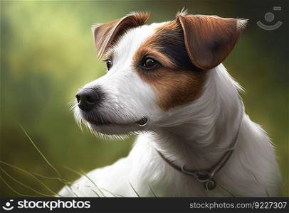 Jack Russell Terrier playing in the park illustration. AI generative.