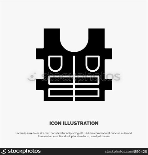 Jacket, Life, Safety Solid Black Glyph Icon