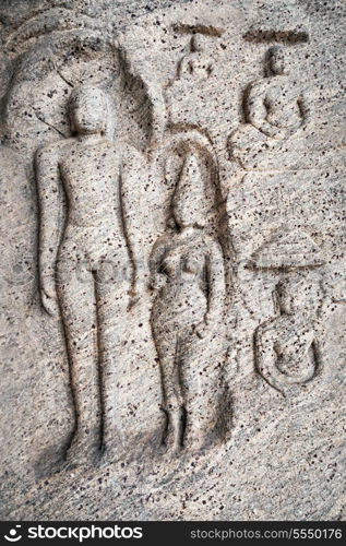 Jain carving on Bhagavati temple in Chitral disctrict, India