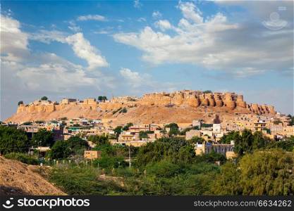 Jaisalmer Fort - one of the largest forts in the world, known as the Golden Fort . Local name is Sonar quila . Jaisalmer, Rajasthan, India. Jaisalmer Fort - one of the largest forts in the world, known as