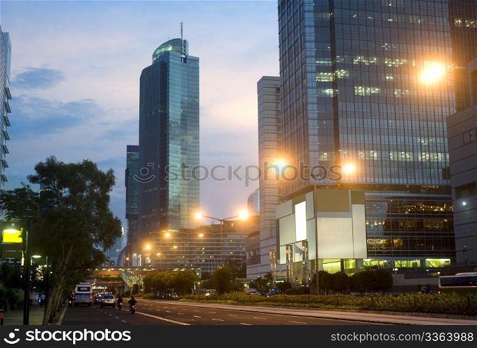 Jakarta Central at beautiful sunset. Indonesia