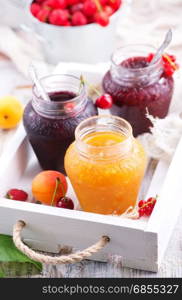 jam from berries and fruit on a table