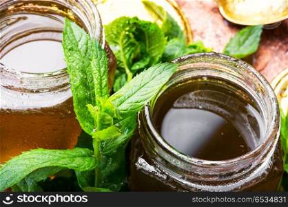 Jam from fresh spearmint. Aromatic curative jam from fresh mint leaves.Peppermint jelly