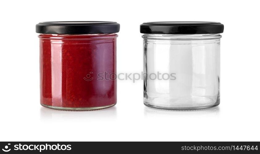 jam glass jar isolated on white background with clipping path