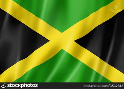 Jamaica flag, three dimensional render, satin texture. Jamaican flag