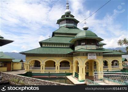 Jamik Al-Ihsan mosque in Gasang on the lake Maninjau, Indonesia
